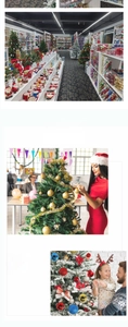 Close-up of assorted festive Christmas ornaments and pumpkin balls for tree decoration