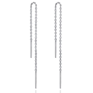 Minimalist S925 sterling silver long tassel ear wire threader earrings for women