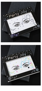 Detail of silver and iridescent self-adhesive resin face gems in Party Joy packaging