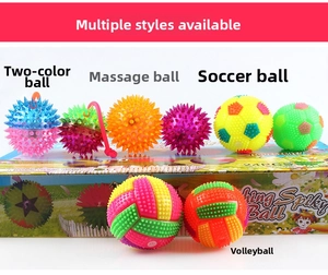 Detail of multi-style flashing spiky massage balls in colorful assorted textures