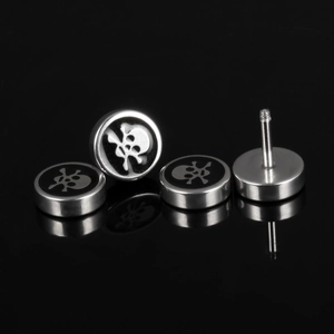 Lot de 4 boucles d'oreilles homme en acier inoxydable avec motif tête de mort style punk