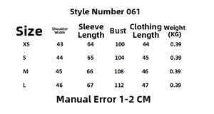 Size chart for lamb wool lapel jacket detailing shoulder, bust, and length measurements