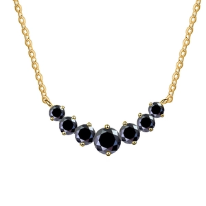 Collana in argento S925 con pietre di moissanite nera da 2,8 carati con design a sorriso