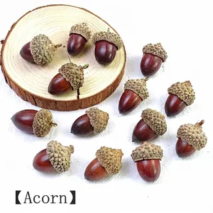 Natural style resin acorn ornaments with golden rings for Christmas DIY decorations