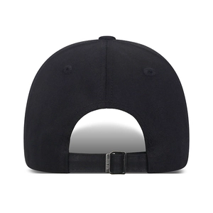 Adjustable cotton camouflage baseball cap in black with a premium metal buckle closure