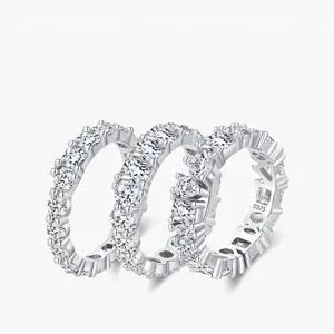 Eternity Ring 925 Sterling Silver Full Circle Zirconia Prong Setting Luxury Commute Fashion Jewelry For Women