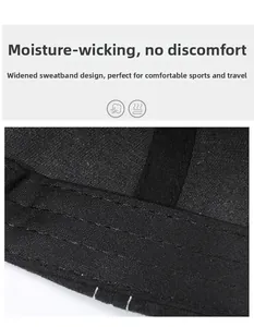 Detail of the widened moisture-wicking sweatband inside the black baseball cap