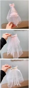 Serre-tête chapeau de fête rose à paillettes avec voile en tulle et pinces couronne