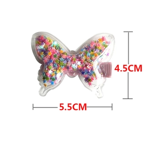Fermaglio per capelli a farfalla glitterata con paillettes colorate e clip a becco d'anatra