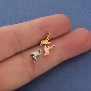Minimalist flamingo bird charms in gold silver and rose gold stainless steel