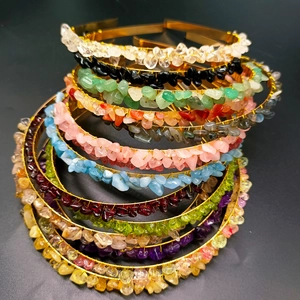 Detailed collection of handmade crystal crown headbands with colorful natural stones