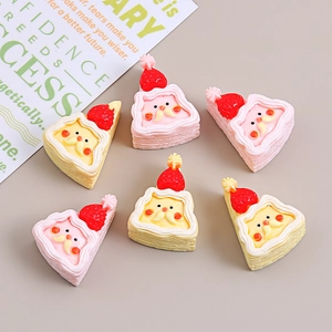 DIY Harz Weihnachtsmann Kuchen Anhänger mit Erdbeer-Details in Rosa und Gelb zum Basteln