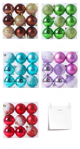 Detailed grid of Christmas balls featuring matte, glossy, and glitter textures in five colors