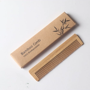Eco-friendly bamboo comb with biodegradable kraft paper box packaging for hotel use