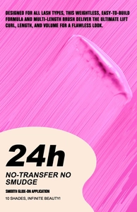 Detailansicht der farbigen wasserdichten Mascara mit langanhaltender Formel fuer tolles Volumen.