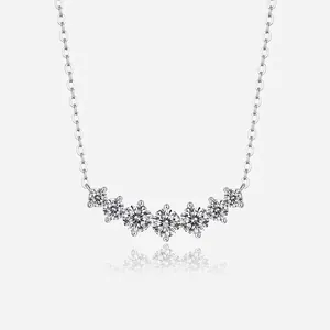 925 Sterling Silver Moissanite Arch Smile Pendant Necklace For Women Luxury D Color 3EX Necklace Jewelry With GRA Certificate