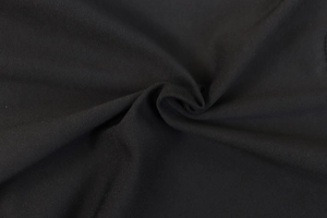 Close-up of black high-elastic knit fabric texture on a long sleeve slim fit jumpsuit
