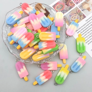 Colorful resin gradient ice cream charms with metal loops for DIY jewelry making