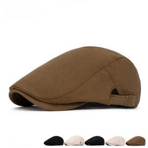 Classic herringbone flat cap for men with adjustable side metal buckles and multi-color options