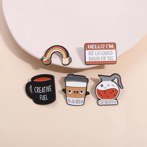 Lot de 5 épingles en émail café arc-en-ciel avec tasses créatives et théières colorées