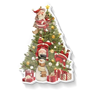 3D Christmas wall stickers set with Santa Claus, snowmen and festive trees