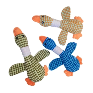 Three-piece set of plush squeaky wild goose dog toys with durable corn velvet texture