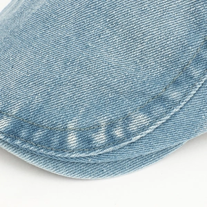 Classic light blue washed denim beret cap with premium stitching and breathable fabric