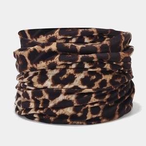 Stylish leopard print multifunction neck gaiter and beanie hat made of soft elastic fabric