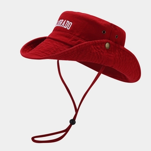 Chapeau de randonnée rouge foncé avec broderie Colorado et jugulaire réglable