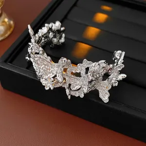 Bracelet Jonc Ouvert Papillon Fleur Métal Liquide Texture Lave Irrégulière Alliage Style Industriel Exagéré Pour Femme