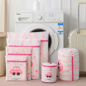 Cartoon Printed Laundry Mesh Bags Fine Polyester Mesh Washing Machine Protective Bag For Bra Underwear Clothing Storage