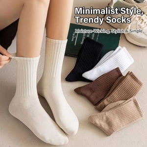 Solid color ribbed slouch socks for women in stylish cotton blend for casual wear