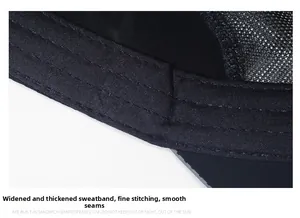 Detailed macro of wide thickened sweatband with precise stitching on quick-dry sun hat