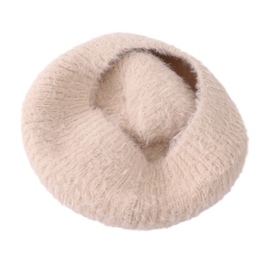 Béret en peluche beige pour enfant avec oreilles de chat et maille douce d'hiver