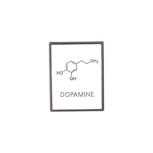 Creative enamel dopamine chemical molecule formula rectangular brooch pin in white