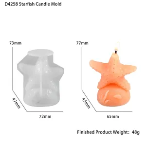 Moule à bougie en forme d'étoile de mer en silicone translucide pour bricolage résine