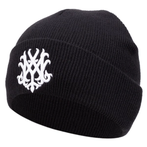 Bonnet En Maille Acrylique Broderie Gothique Côtelé Chaud Extérieur Streetwear Hiver Pour Hommes Femmes