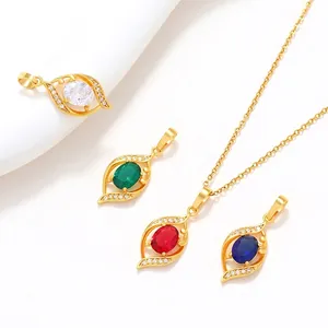 Vintage Zinc Alloy Oval Rhinestone Pendant For Women Elegant Geometric Artificial Gemstone Pendant Only Jewelry Accessory
