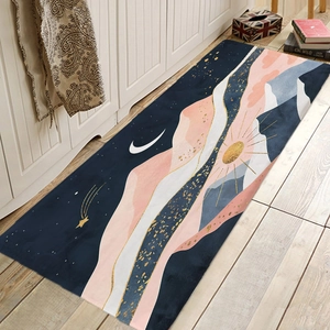 Abstract Mountain Flannel Floor Mat Absorbent Anti-Slip Runner Rug For Kitchen Bathroom Living Room Nordic Modern Decor