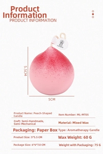 Detailed view of pink peach scented candle dimensions and specifications for home decor