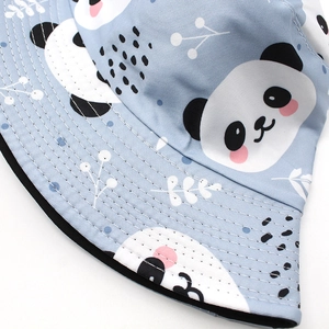 Chapeau de soleil motif panda mignon pour femme en coton sergé bleu clair