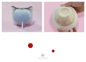 Detailed step of demolding a 3D Earth silicone mold for DIY candle and soap making