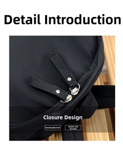 Detailed close-up of a black nylon backpack featuring a smooth two-way zipper closure