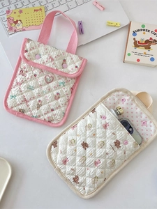 Quilted cotton handheld phone bag with cute patterns and snap closure for women