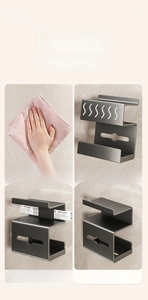 Drill-free wall mount installation steps for gunmetal grey bathroom toilet paper holder