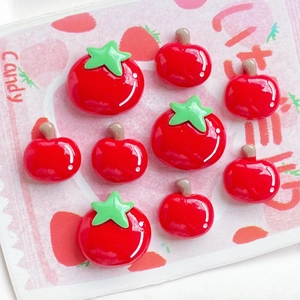 Glossy red resin apple and tomato craft charms for DIY phone case and hair accessories