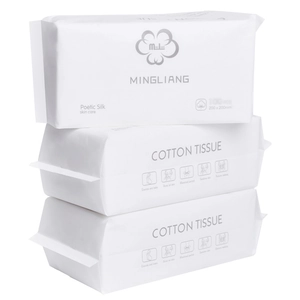 Three packs of extra thick disposable facial cotton tissues 200x200mm 100 counts each