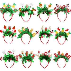 Set of 12 Christmas headbands with festive reindeer, Santa and 2025 motifs