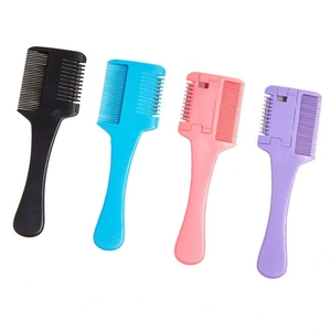 Set de peignes effileurs double face pour coupe de cheveux en noir, bleu, rose et violet