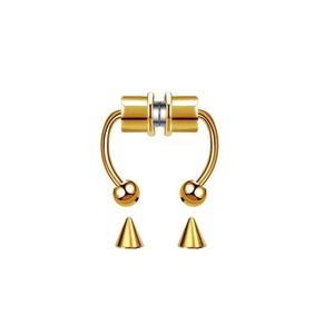 Detail of magnetic stainless steel septum ring with interchangeable ball and spike tips